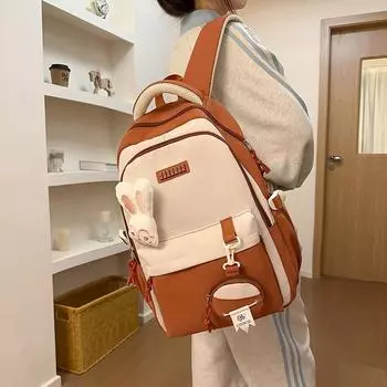 Студенческий рюкзак, женская школьная сумка, кампус, рюкзак большой емкости оранжевый