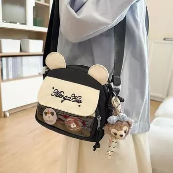 Сумка для занятий для студентов, женская сумка через плечо, сумка через плечо для улицы, сумка для мобильного телефона с рисунком чёрный