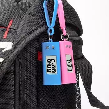 Student Electronic Clock Keychain Electronic Oval Watch Mini Digital Table Time Display Hanging Keychain Clock Unisex белый