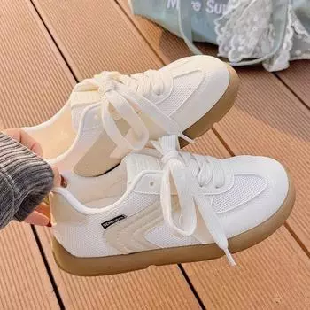 Student fashion trend women s summer new lace-up mesh sneakers versatile casual white shoes 35