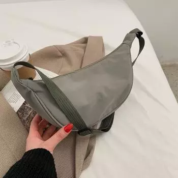 Student Japanese One Shoulder Niche Style Large Capacity Canvas Bag Gray