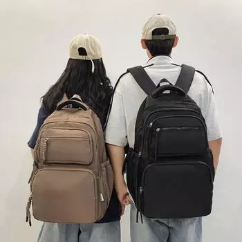 Студенческая школьная сумка большой вместимости, женский легкий водонепроницаемый пригородный компьютерный рюкзак, дорожный рюкзак для мужчин чёрный