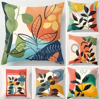 Подушка для обеденного перерыва для студентов, прикроватная подушка для спальни, наволочка с принтом растений и цветов, подушка для дивана 40x40cm