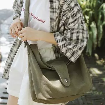 Студенческая сумка-мессенджер, однотонная сумка через плечо, мужская холщовая сумка, женская сумка через плечо большой вместимости для поездок на работу чёрный