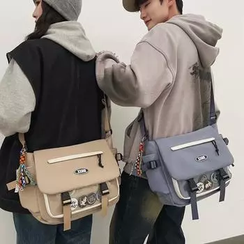 Студенческая сумка-мессенджер, однотонная мужская сумка через плечо, большая вместительная женская сумка через плечо белый