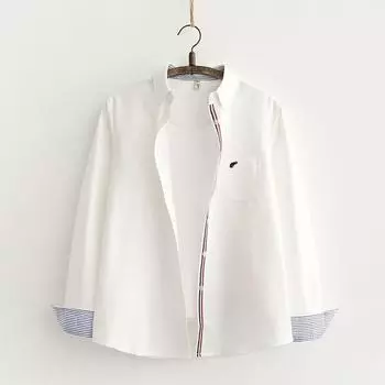 Student Oxford Long Sleeves Slim-Fit Base Shirt Artsy White XL