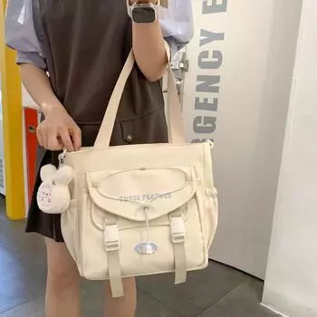 Сумка для студента, сумка через плечо для путешествий, контрастного цвета, сумка через плечо бежевый