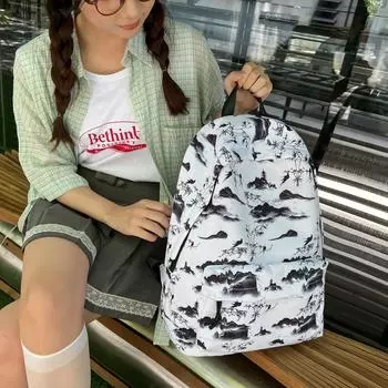 Школьная сумка для девочек, рюкзак с принтом в виде чернил Tie-Dye, большой емкости чёрный