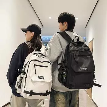 Student School Bag Women s College Style Backpack Men Color Contrast Backpack чёрный