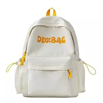 Student Schoolbag Female Letter Backpack Large Capacity Travel Backpack бежевый