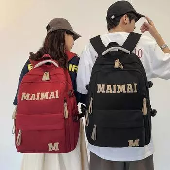 Студенческий школьный рюкзак мужской большой емкости кампусный рюкзак женский рюкзак с буквами синий