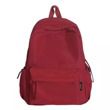 Student Schoolbag Women s Large Capacity Backpack Men s Solid Color Backpack красный