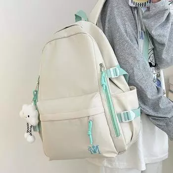 Студенческая школьная сумка женская большая вместительная сумка для книг в стиле цветных блоков бежевый