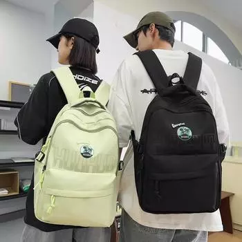 Студенческий школьный рюкзак женский большой емкости мужской рюкзак чёрный