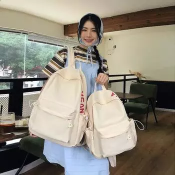 Студенческий школьный рюкзак для женщин с большой емкостью, с принтом букв, компьютерный рюкзак Small чёрный