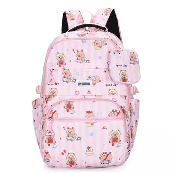 Student Schoolbag Women s Large Capacity Cartoon Backpack розовый