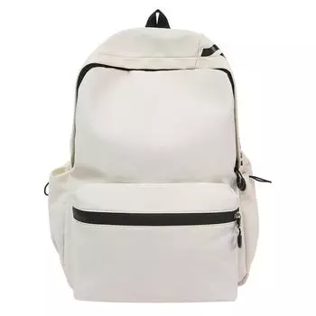 Student Schoolbag Women s Solid Color Backpack Campus Letter Backpack бежевый