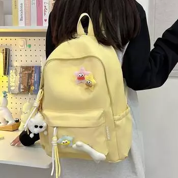 Студенческая школьная сумка для женщин, однотонный рюкзак, кампусный рюкзак розовый