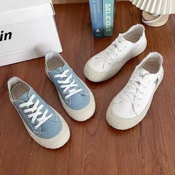 Student shoes running shoes black canvas shoes casual sports shoes Korean version versatile trend flat shoes women s soft-soled single shoes 36
