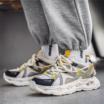 Student soft soled casual sports shoes breathable non slip comfort four season Outdoor men s running shoes fashion male sneakers 39 бежевый