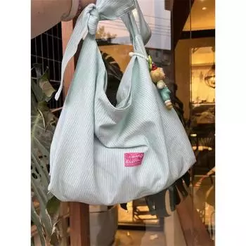 Student Work Clothing Large Capacity Totes Korean Style Idle Style Shoulder Crossbody Canvas Bag Easiest for Match Outing Shopping Bag Green
