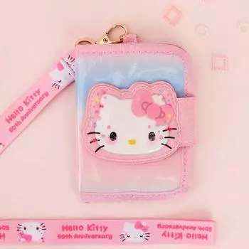 Студентка Hello Kitty голограмма легкий двухсекционный кошелек-ожерелье кошелек Sanrio Kitty монетница, популярный персонаж в Корее