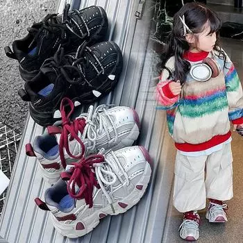 Кроссовки для бега для студентов, износостойкие, для детей, кроссовки из сетки, дышащие, 2024, абсолютно новая модная спортивная обувь для мальчиков и девочек, универсальная 26 красный