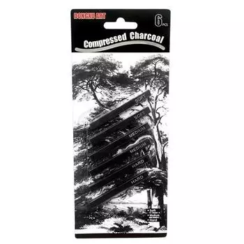 Students Sketch Drawing Graffiti Art Supplies Compressed Carbon Bar Carbon Pen Square Carbon Stick 6pcs/set(Soft medium hard)
