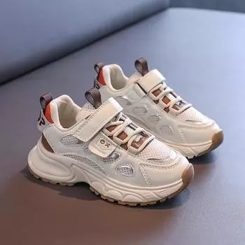 Students Sneakers Air Mesh Breathable 2024 New Fashion Boys Girls Running Shoes Thick Soft Sole Kids Sports Shoes Hook&loop 26 синий