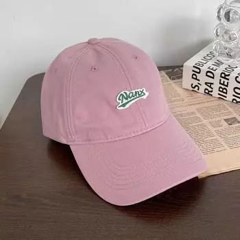 Студенты Увеличивают и Углубляют Весеннюю и Летнюю Кожаную Розовую Бейсболку Женскую Дикую, Подчеркивающую Лицо, с Вышивкой Маленькими Буквами и Козырьком Rose powder Nanx M(56-58cm)
