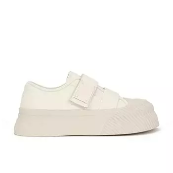 Studiolee ленивые туфли-липучки, универсальные маленькие белые туфли, круглый носок, высокая платформа, печенье, женские, весна и осень 35