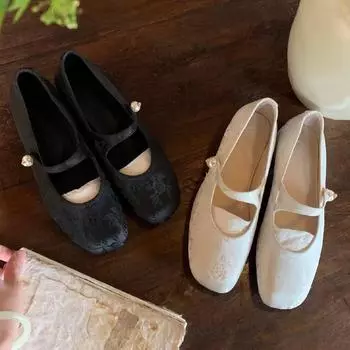 Studiolee Tuberose~ Жаккардовые туфли Мэри Джейн в национальном стиле с квадратной головкой 34