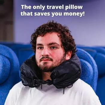 Stuff with Clothes Travel Neck Pillow Car Headrest Black U-shaped Pillow Avoid Excess Luggage fees Zipper Airplane Pillow чёрный