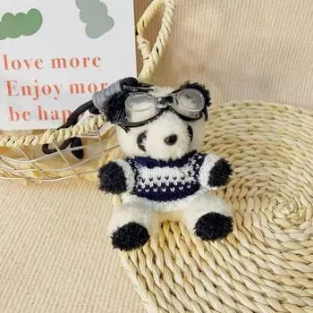 Stuffed Animal Plush Key Ring Cute Pilot Panda Plush Key Ring Panda Keychain Women Girls Style 4