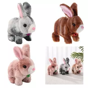 Мягкая игрушка в виде пищащего шагающего кролика, милая электрическая плюшевая игрушка, отличные подарки для малышей, мальчиков, девочек и детей красный