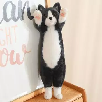 Stuffed Animal Stuffed Cat Plush Doll Standing Jumpping Kitten Plush Birthday Christmas 25cm-Black cat