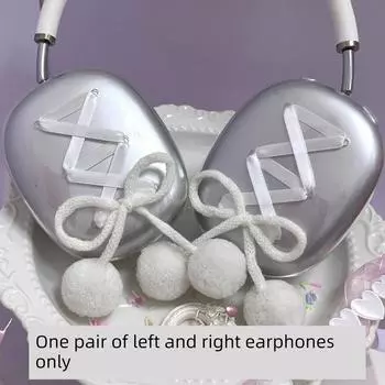 Stuffed Bows Earphone Case Ballet Style Suitable for Apple Headset Earphone Sleeves Winter Young Adult Heart Silicone Transparent Protective Cover Airpods Max 1/2 generation [Neutral]] Digital Pet