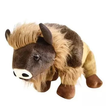 Stuffed Bull Bull Plush Toys Long Mane Ox Stuffed Dolls Cattle Animal Plush Doll Birthday Gift 25cm