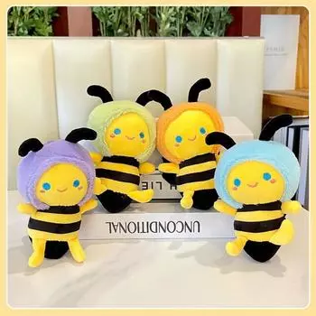 Stuffed Cotton Bee Plush Keychain Little Bee Shape Plush Animal Bee Keyring Kids Gift синий