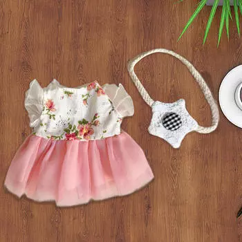 Stuffed Doll Gauze Skirt, Princess Dress DIY Costumes Educational Clothing with Bag Make Your Own