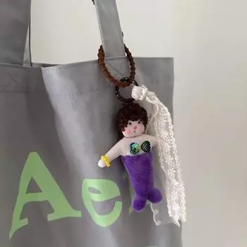 Stuffed Plush Dolls Curled Mermaid Pendant Bag Pendant Plush Bag Charms Chubby Doll Key Chain Toys Style A