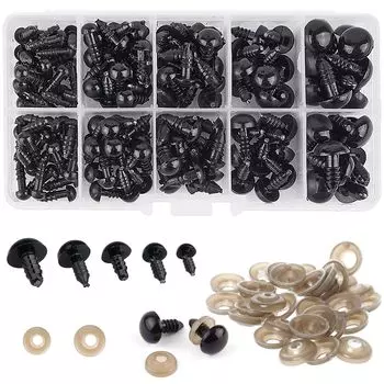 Stuffed Toy Eyes Pieces in 5 Black Doll Eyes Handicraft Parts Materials Animal Doll Eyes Stuffed Toy Handmade Doll Making Handmade DIY Use [150 Types]