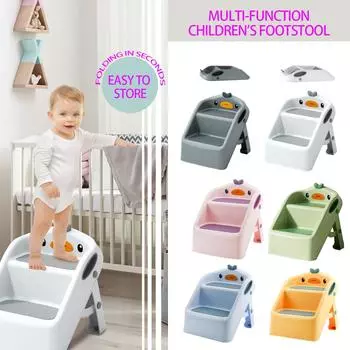 Стульчик-лестница для малышей, легко складывающийся табурет-лестница для малышей с нескользящей поверхностью и узорами в виде букв алфавита One Size синий