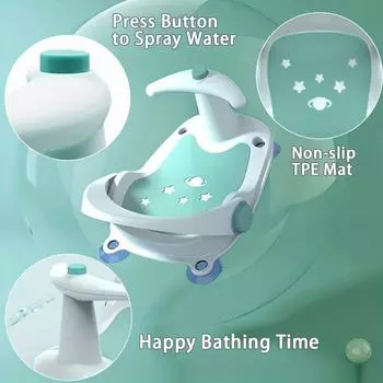 Стул для детской ванночки для детей от 6 месяцев и старше, безопасная присоска, нескользящий стульчик для детской ванночки синий