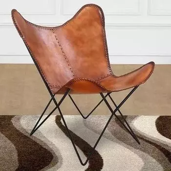 Стул ВИНТАЖНЫЙ КРЕСЛО BUFFALO TEN LEATHER RELAX ARM КРЕСЛО РУЧНОЙ РАБОТЫ С БАБОЧКОЙ