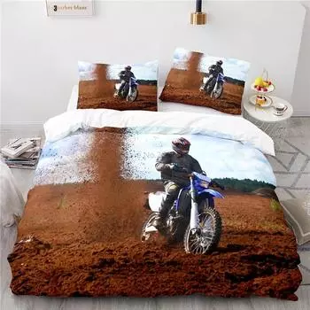 Stunt Off-road Motorcycle 3d Printed Bedding Set Duvet Cover Set with Pillowcase Twin Full Queen King Size Bedclothes Bed Linen 135x200cm