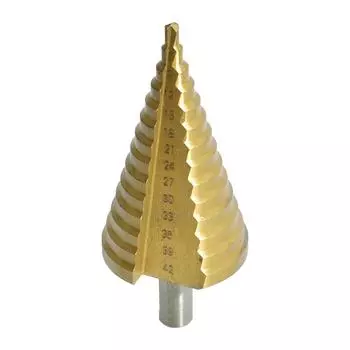 Ступенчатое сверло HSS с титановым покрытием, прямой паз, 4-42 мм, конусное сверло с треугольным хвостовиком для сверления металла и дерева