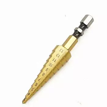 Ступенчатое сверло с шестигранным хвостовиком 1/4, с титановым покрытием, 3-13 мм, электроинструменты для сверления металла, высокоскоростная сталь, резак для деревянных отверстий, конусная дрель