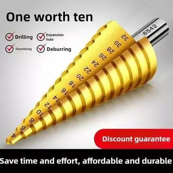 Ступенчатое сверло с шестигранным хвостовиком для деревообработки из материала 4241 и диапазоном 4-12 мм 3PCS
