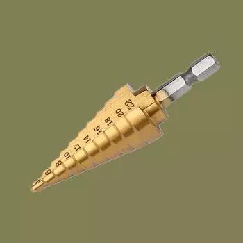 Ступенчатое сверло с титановым покрытием с шестигранным покрытием, металлический резак по дереву 4-22 мм Инструмент из быстрорежущей стали